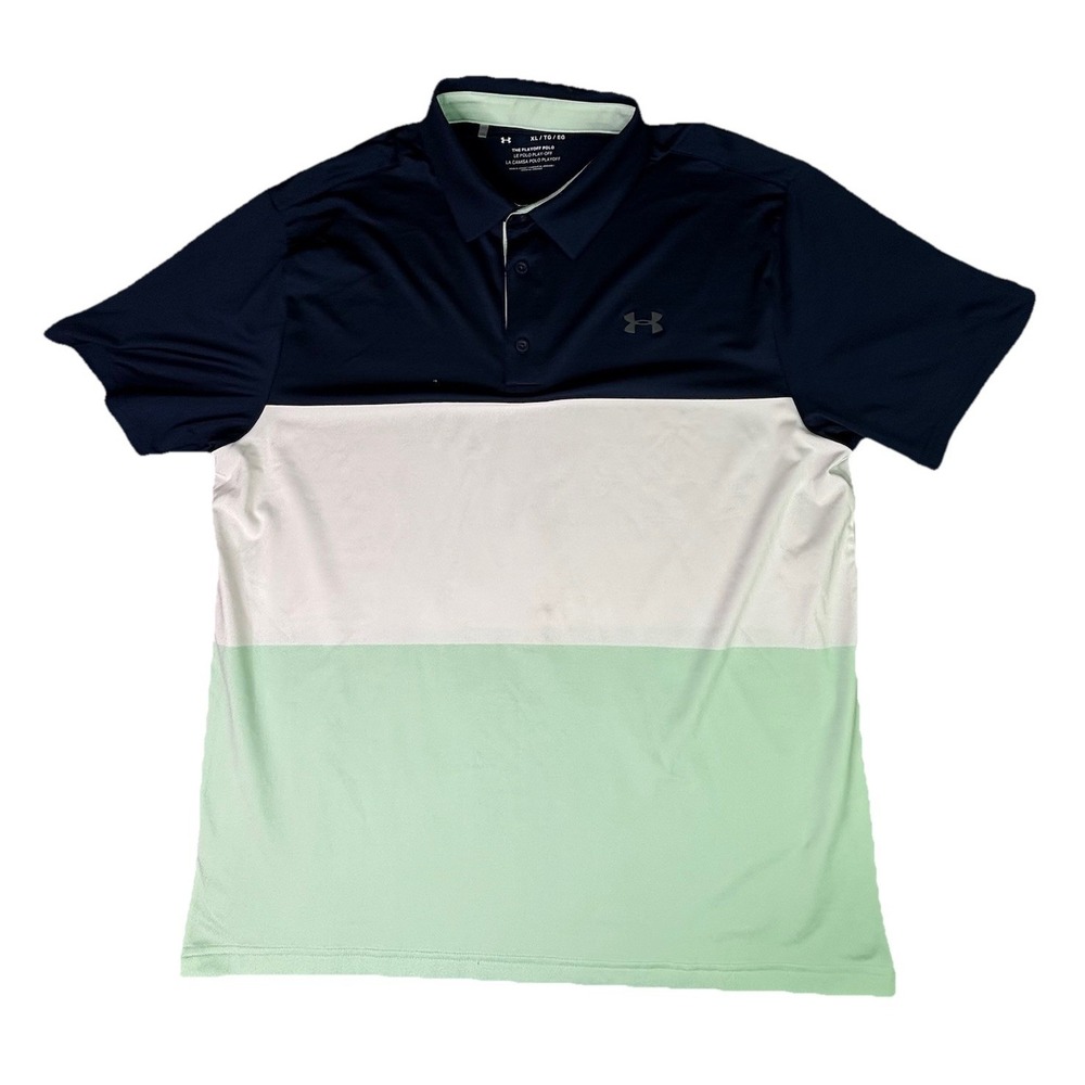 Under Armour The Playoff Polo Shirt Mens XL Blue Gray Stretch Golf Performance